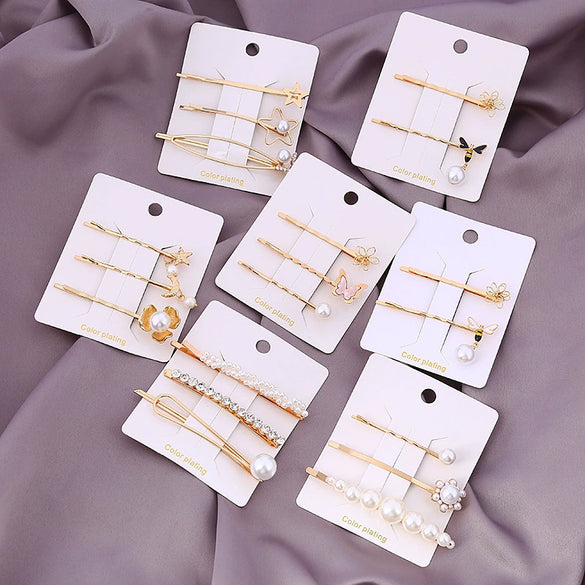 Wholesale Metal Hairpin With Cartoon Style And Animal Shape Electroplating Manual Process Pearl And Butterfly Design For Women