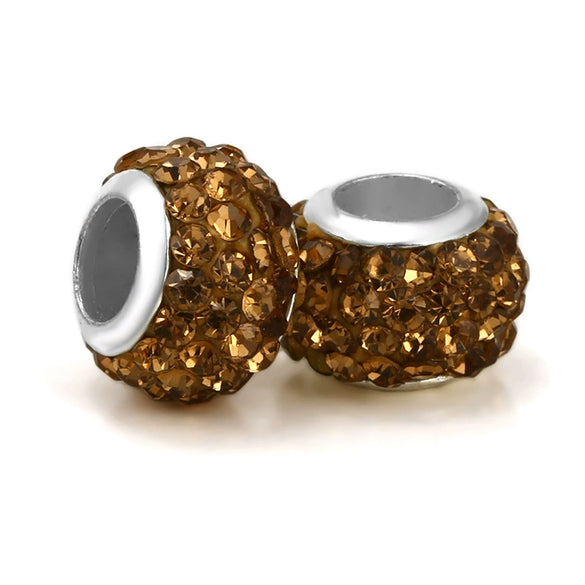 Wholesale Metal Handmade Diy Jewelry Accessories Colorful Rhinestone Balls With Totem Pattern And Electroplating Treatment