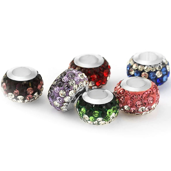 Wholesale Metal Handmade Diy Jewelry Accessories Colorful Rhinestone Balls With Totem Pattern And Electroplating Treatment