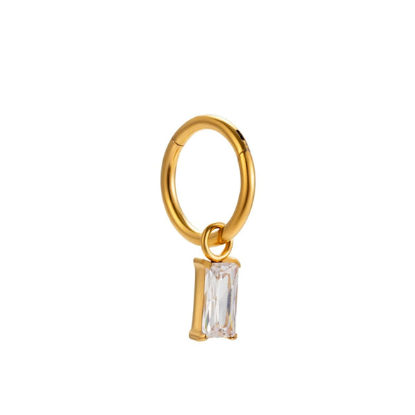Wholesale Metal Heart Pattern Titanium Ear Buckle Zircon Pendant Earrings For Women Electroplated