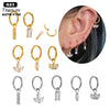 Wholesale Metal Heart Pattern Titanium Ear Buckle Zircon Pendant Earrings For Women Electroplated