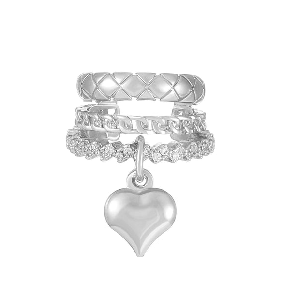Wholesale Metal Heart Shape Zircon Electroplated Women's Love Ear Clip Earrings