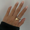 Wholesale Metal Heart Shaped Beaded Ring With Electroplating Design