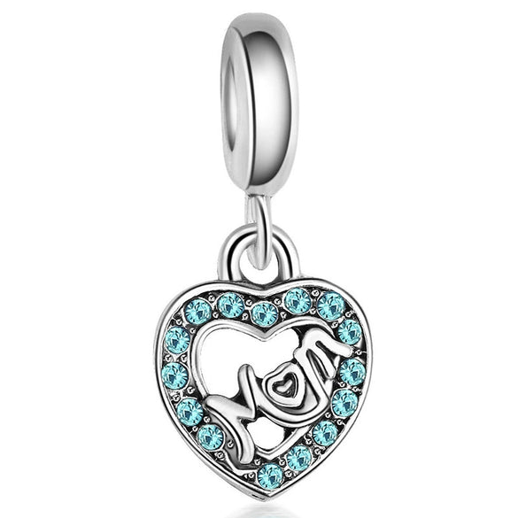 Wholesale Metal Heart Shaped Crystal Pendant With Totem Pattern Electroplated Bracelet Accessories