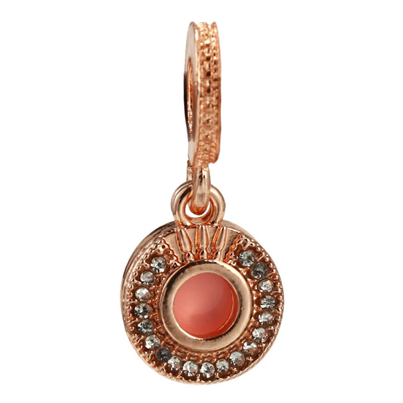Wholesale Metal Heart Shaped Crystal Pendant With Totem Pattern Electroplated Bracelet Accessories