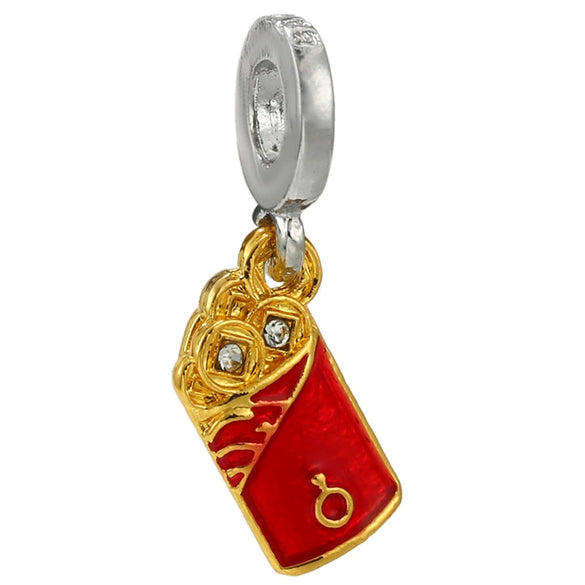 Wholesale Metal Heart Shaped Crystal Pendant With Totem Pattern Electroplated Bracelet Accessories