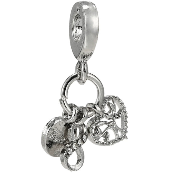 Wholesale Metal Heart Shaped Crystal Pendant With Totem Pattern Electroplated Bracelet Accessories