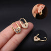 Wholesale Metal Heartshaped Doublesided Zircon Love Lock Earring Jewelry With Electroplating