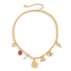 Wholesale Metal Heartshaped Geometric Multieyes Tassel Collarbone Necklace For Women With Electroplating