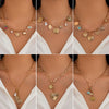 Wholesale Metal Heartshaped Geometric Multieyes Tassel Collarbone Necklace For Women With Electroplating