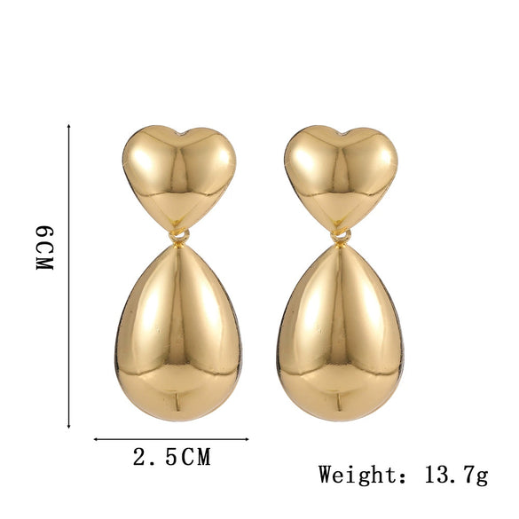 Wholesale Metal Heartshaped Goldplated Women's Earrings