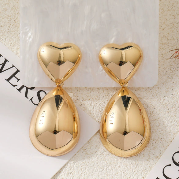 Wholesale Metal Heartshaped Goldplated Women's Earrings
