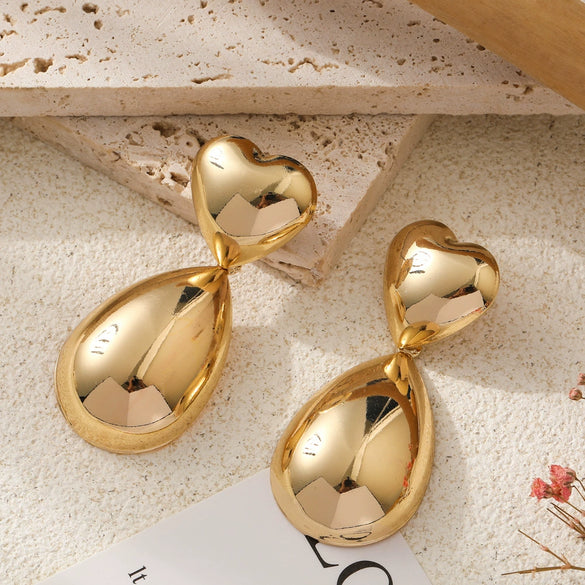 Wholesale Metal Heartshaped Goldplated Women's Earrings