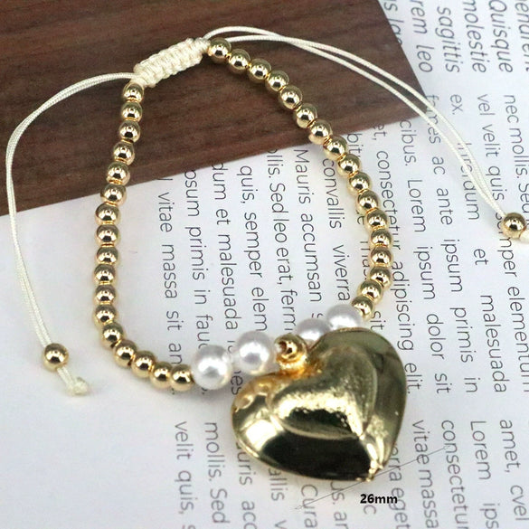 Wholesale Metal Heartshaped Handwoven Beaded Bracelet Jewelry