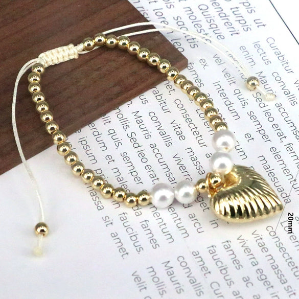 Wholesale Metal Heartshaped Handwoven Beaded Bracelet Jewelry