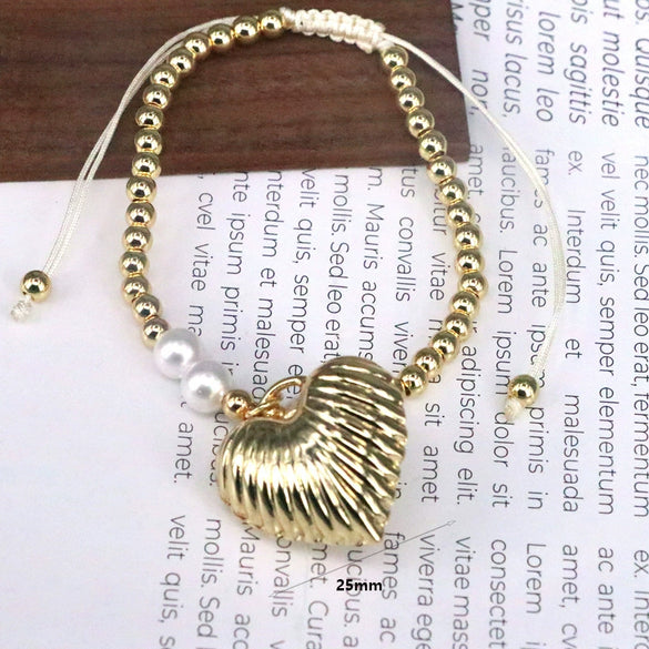 Wholesale Metal Heartshaped Handwoven Beaded Bracelet Jewelry