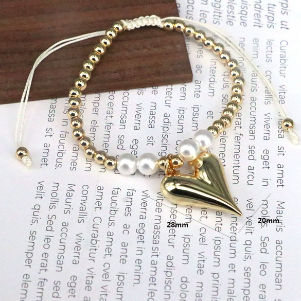 Wholesale Metal Heartshaped Handwoven Beaded Bracelet Jewelry