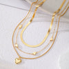 Wholesale Metal Heartshaped Snake Bone Chain Retro Geometric Threedimensional Love Multilayered Necklace For Women With Electroplating