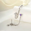 Wholesale Metal Heartshaped Zircon Microinlaid Cross Double Ear Hole Cartilage Piercing Ear Bone Nail For Unisex