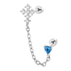 Wholesale Metal Heartshaped Zircon Microinlaid Cross Double Ear Hole Cartilage Piercing Ear Bone Nail For Unisex