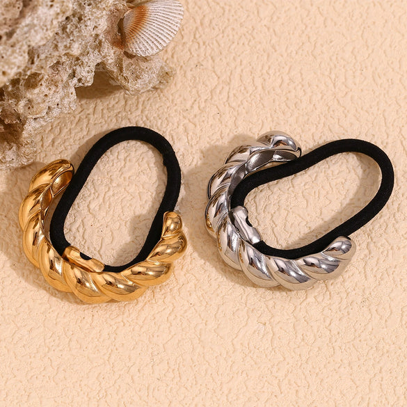 Wholesale Metal High Elastic Geometric Hair Ring 18K Gold Plated