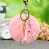 Wholesale Metal Highheeled Shoes Plush Rhinestone Cartoon Key Chain For Female