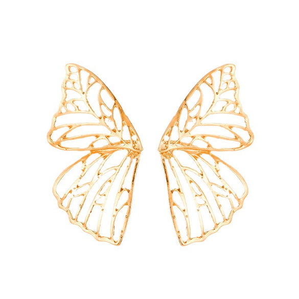 Wholesale Metal Hollow Butterfly Stud Earrings For Women With Electroplating Animal Style