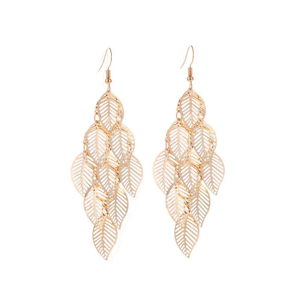 Wholesale Metal Hollow Flower Earrings With Geometric Pattern Retro Bohemian Style Electroplated