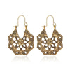 Wholesale Metal Hollow Flower Earrings With Geometric Pattern Retro Bohemian Style Electroplated