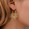 Wholesale Metal Hollow Flower Earrings With Geometric Pattern Retro Bohemian Style Electroplated