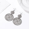 Wholesale Metal Hollow Flower Earrings With Geometric Pattern Retro Bohemian Style Electroplated