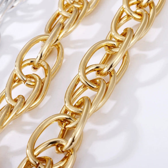 Wholesale Metal Hollow Geometric Women's Hiphop Punk Multilayer Retro Stitching Twist Clavicle Necklace Chain With Electroplating