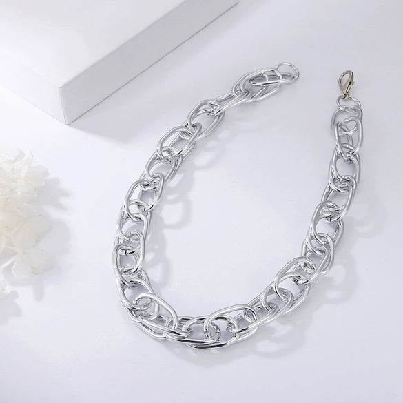 Wholesale Metal Hollow Geometric Women's Hiphop Punk Multilayer Retro Stitching Twist Clavicle Necklace Chain With Electroplating