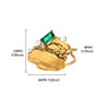 Wholesale Metal Imitation Emerald Inlaid Zircon Geometric Ring For Women Retro Fashion Style Copper Material Electroplating Treatment
