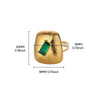 Wholesale Metal Imitation Emerald Inlaid Zircon Geometric Ring For Women Retro Fashion Style Copper Material Electroplating Treatment