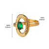 Wholesale Metal Imitation Emerald Inlaid Zircon Geometric Ring For Women Retro Fashion Style Copper Material Electroplating Treatment