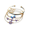 Wholesale Metal Imitation Sapphire Diamond Love Butterfly Bracelet Set With Insect Letters Numbers Text Pattern Electroplated