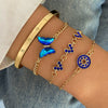 Wholesale Metal Imitation Sapphire Diamond Love Butterfly Bracelet Set With Insect Letters Numbers Text Pattern Electroplated