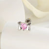 Wholesale Metal Inlaid Heart Zircon Candy Bow Screw Twist Rod Piercing Earrings Unisex