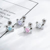 Wholesale Metal Inlaid Heart Zircon Candy Bow Screw Twist Rod Piercing Earrings Unisex