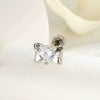 Wholesale Metal Inlaid Heart Zircon Candy Bow Screw Twist Rod Piercing Earrings Unisex
