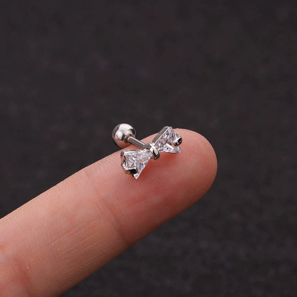 Wholesale Metal Inlaid Zircon Flower Style Ear Nail For Body Puncture