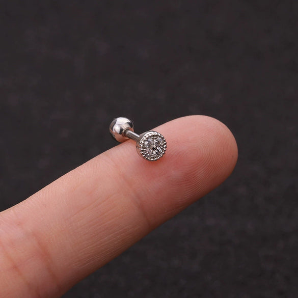 Wholesale Metal Inlaid Zircon Flower Style Ear Nail For Body Puncture