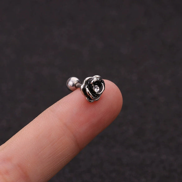 Wholesale Metal Inlaid Zircon Flower Style Ear Nail For Body Puncture