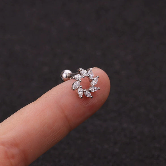 Wholesale Metal Inlaid Zircon Flower Style Ear Nail For Body Puncture