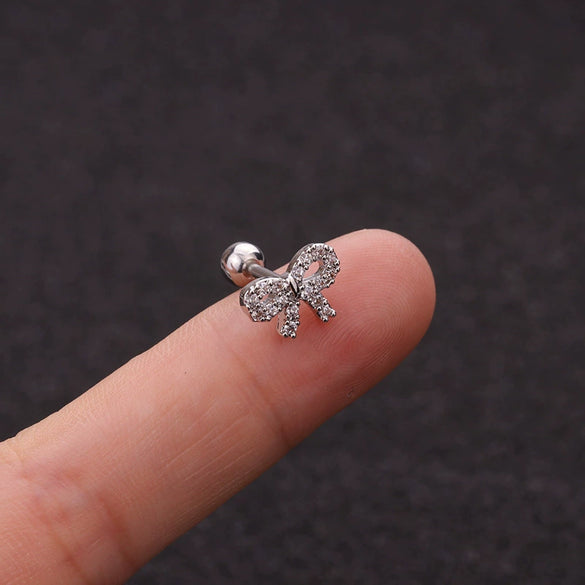 Wholesale Metal Inlaid Zircon Flower Style Ear Nail For Body Puncture