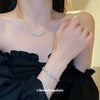 Wholesale Metal Inlaid Zircon Water Drop Vshaped Women's Light Luxury Necklace And Bracelet