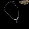 Wholesale Metal Inlaid Zircon Water Drop Vshaped Women's Light Luxury Necklace And Bracelet