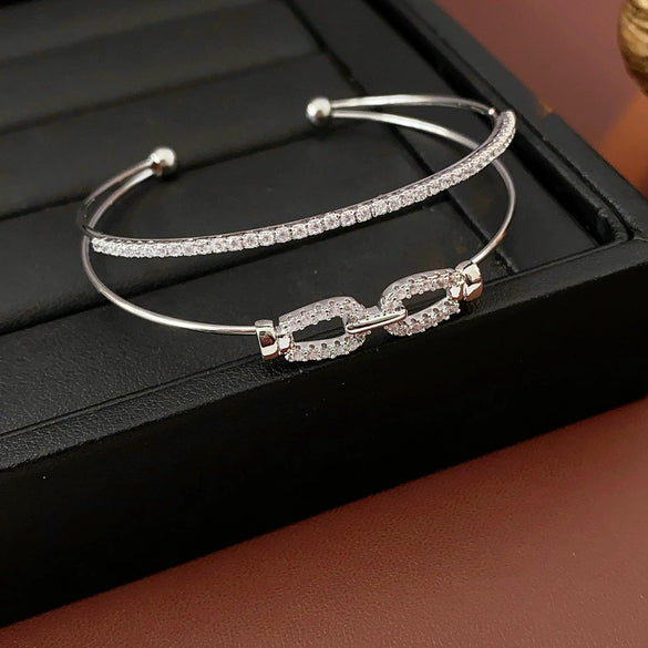 Wholesale Metal Irregular Geometric Opening Bracelet Electroplated Jewelry For Women