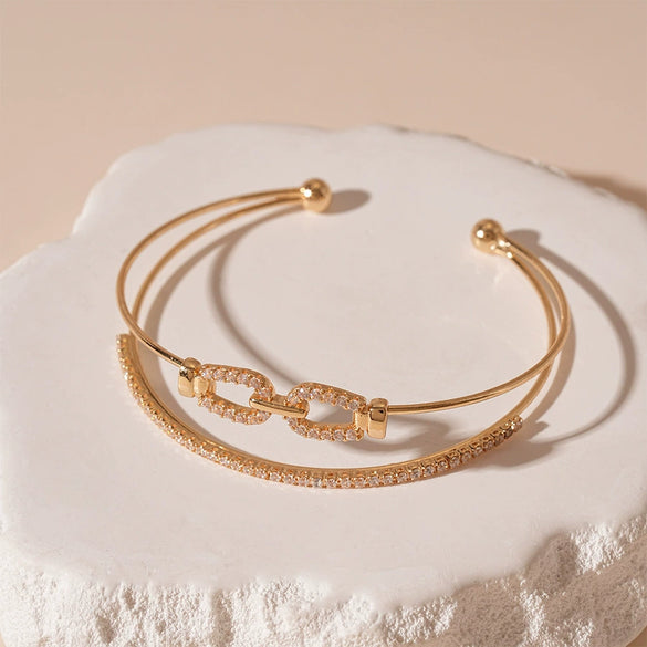 Wholesale Metal Irregular Geometric Opening Bracelet Electroplated Jewelry For Women